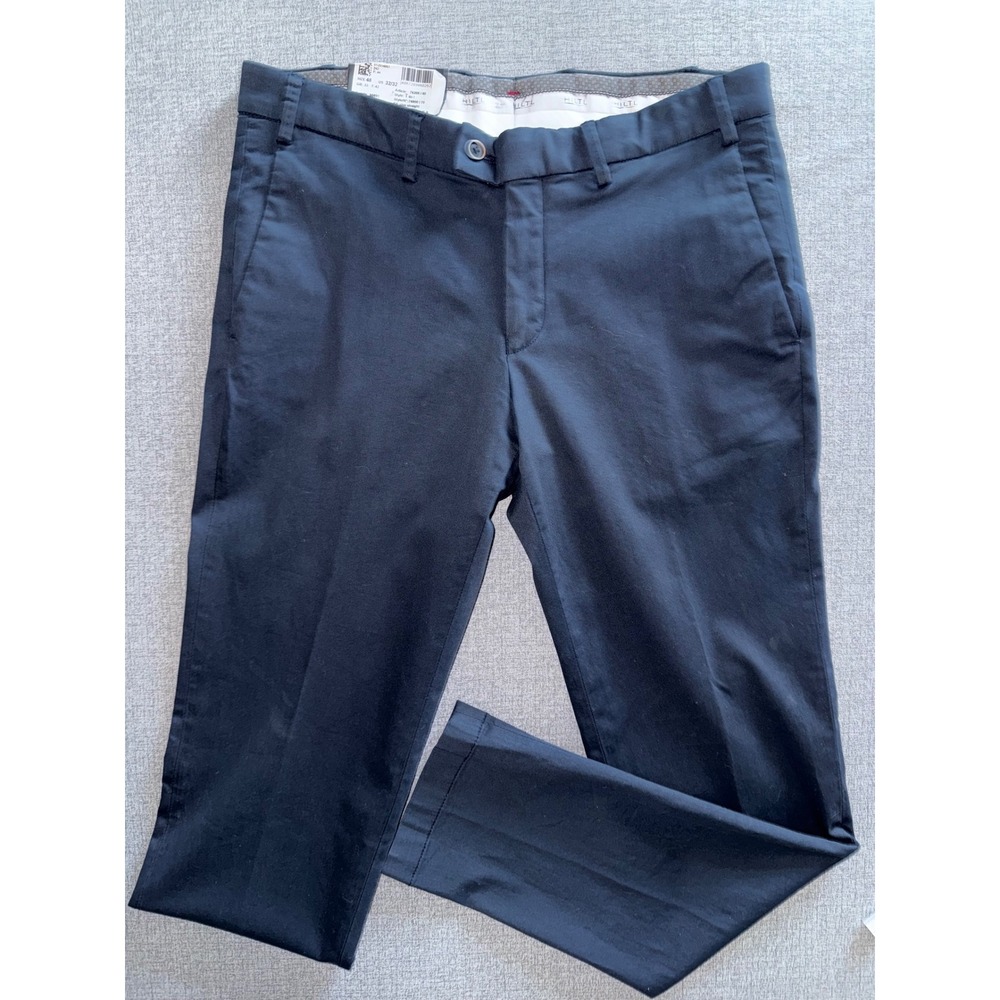 NWT Hiltl Tilo Slim Straight Navy Blue Cotton Stretch‎ Chino Pants Mens 32X32 48